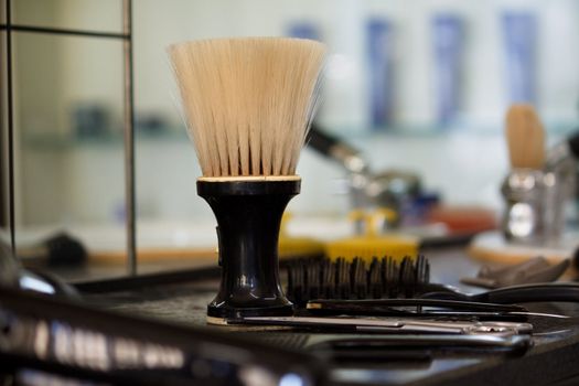 Barber salon. Hair cutting equipment 
