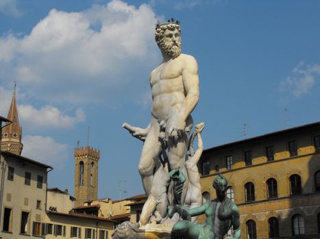 Statue of Poseidon on top of the Neptune Fountain by Amannati 