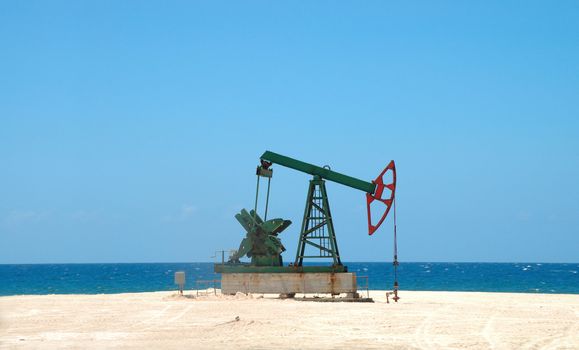 Old Plant extracting petroleum on cuban shores