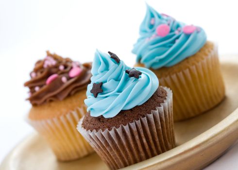 Selection of cupcakes on a plate