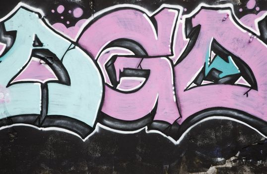 Inner city background with colorful graffiti