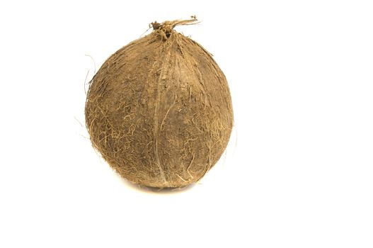 close-up on a fresh organic coconut, isolated white