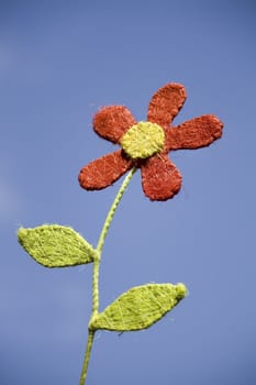 red flower against blue sky