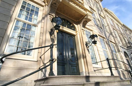 Front door of a classic office building