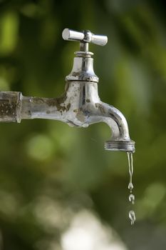 water dripping from a garden tap