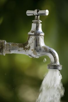 water running from a garden tap