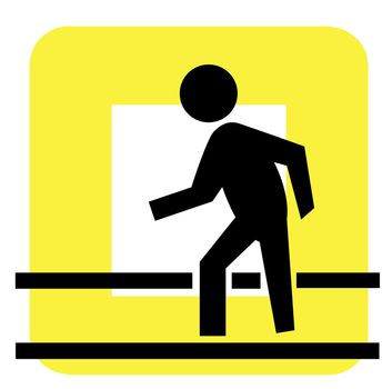 Classic crosswalk figure against a square yellow box background