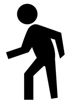 Classic crosswalk figure against a square yellow box background