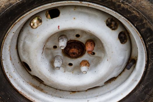 An image of an old wheel. Close up 