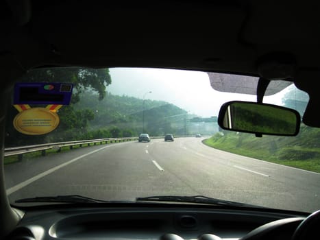 a scenery view when the car on the road