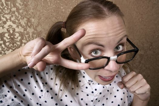 Cute Nerdy Girl Doing a Funny Dance