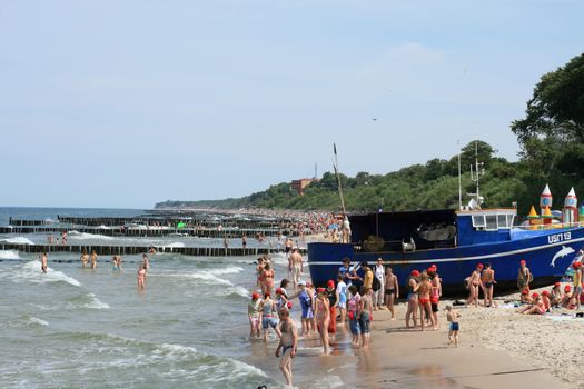 crowded beach in Poland, Ustronie Morskie