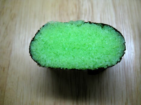 top view of a slide sushi Tobiko Gunkan 