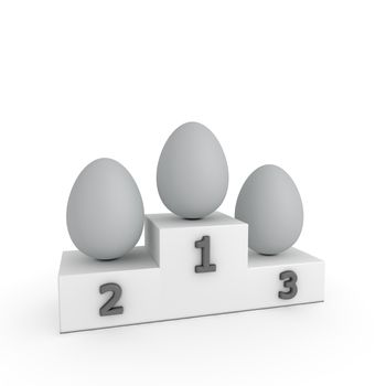 victory podium with three eggs in grey - use as a template for your own designs