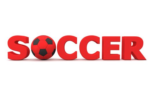 red word Soccer with football/soccer ball replacing letter O