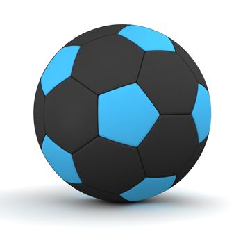 classic ball consisting of blue pentagons and black hexagons