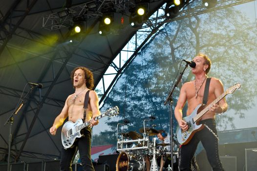  Def Leppard performs at Romexpo July 8, 2008 in Bucharest.