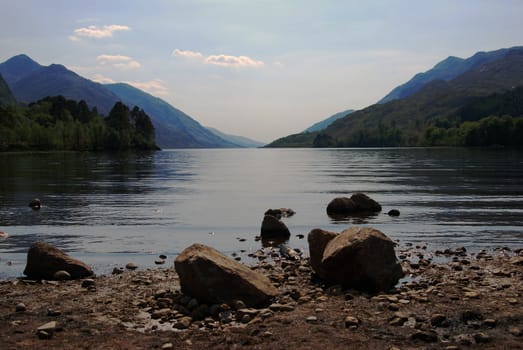 looking out over the lake Loch Shiel from Glenfinnan