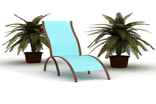 Deckchair on a white background. 3D image.