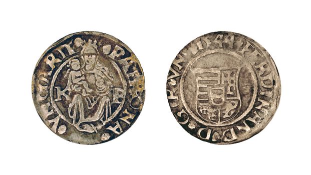 silver denar depicting Modonna and child, Ferdinand I (1521-1564), Holy Roman Emperor