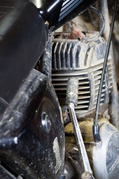 Image of an old motorbike with the aging signs 