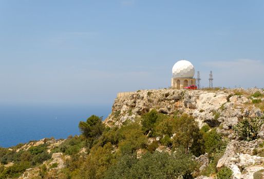 Radar dome at the Dingli Cliffs on Malta.
