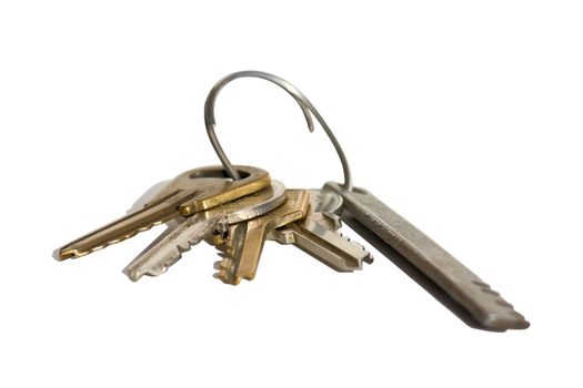 Bunch of keys, isolated on a white background.