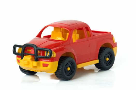 Toy car, isolated on a white background.