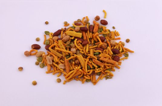 Bombay mix assorted at typical party snack.