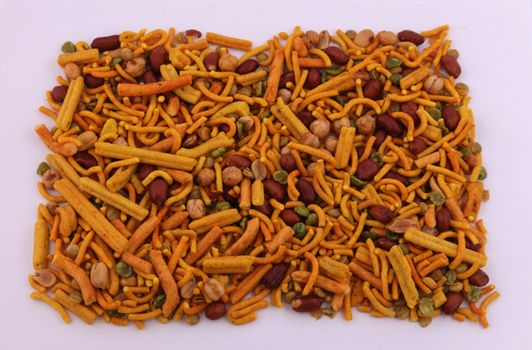 Bombay mix assorted at typical party snack.