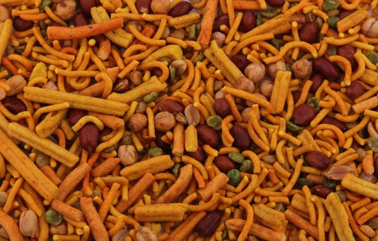 Bombay mix assorted at typical party snack.