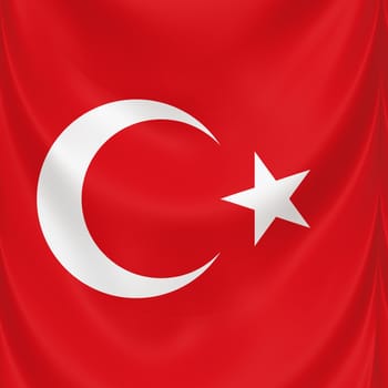 square 3d national symbol of Turkey draped