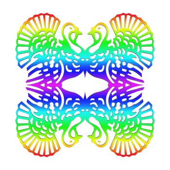 texture of turkeys in a pattern in rainbow colors on white background