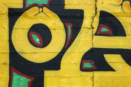 Inner city background with colorful graffiti