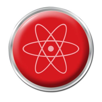 Red button with the symbol for radioactivity
