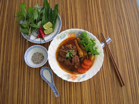 close up for a plate of beef stewed