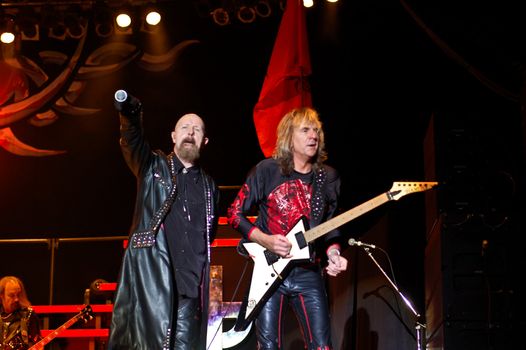  Judas Priest performs at B'ESTFEST Aftershock July 11, 2008 in Bucharest.