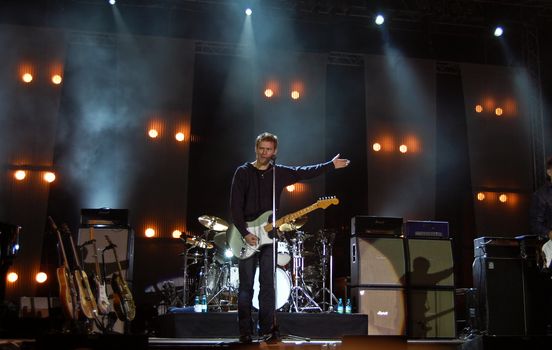 Bryan Adams performs at Park Izvor September 20, 2009 in Bucharest. This was a free concert with the occasion of the city's 450th birthday.