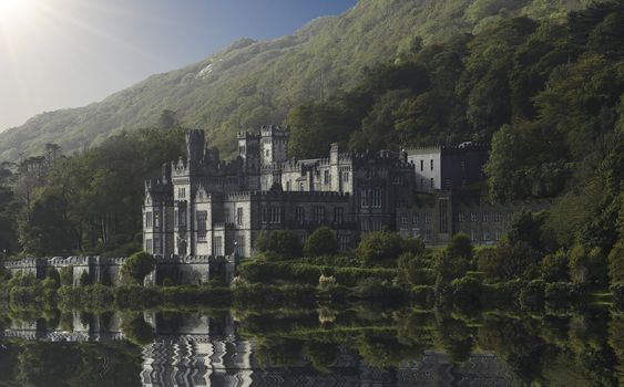 Old castle by a lake                           