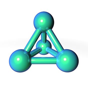 simple metallic green-blue molecular structure rendered in 3D