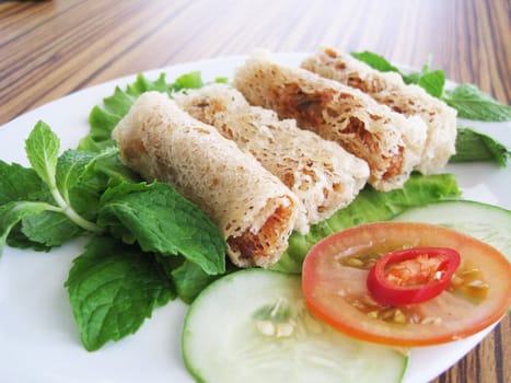 a dessert of spring roll