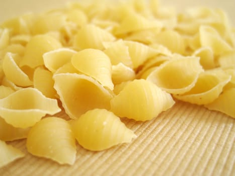 a close up for a bunch of pasta shell