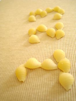1,2,3 symbols made by pasta shell for numbering