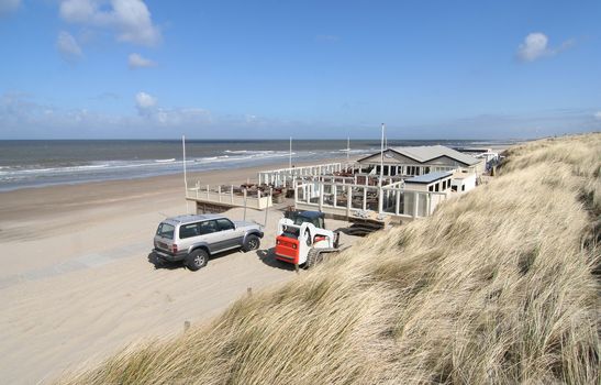 Beach club and restaurant on the Dutch coast