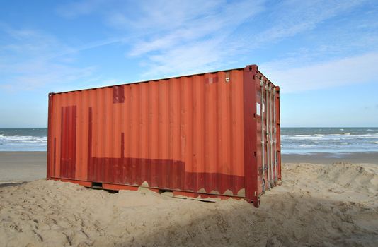 Cargo container on the beach