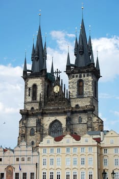 two big tower in Prague in Czech Republic