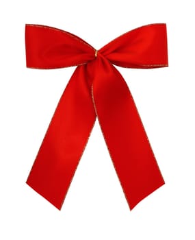 Classic red giftribbon isolated on white with clipping path