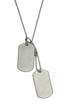 blank army dogtags isolated on white background - insert your own name or message