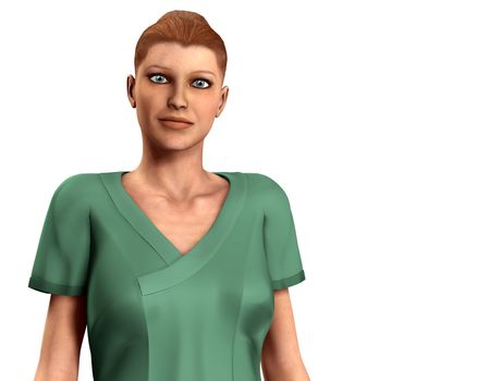 A image of a nurse in scrubs clothing.