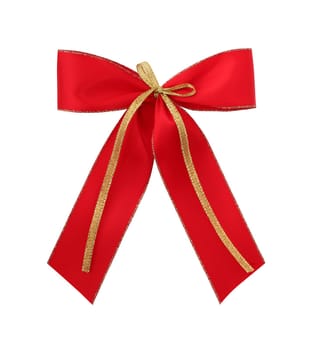 Classic red giftribbon isolated on white with clipping path